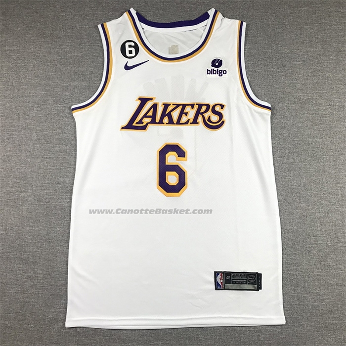 Maglia Los Angeles Lakers LeBron James #6 Association 2022-23 Bianco